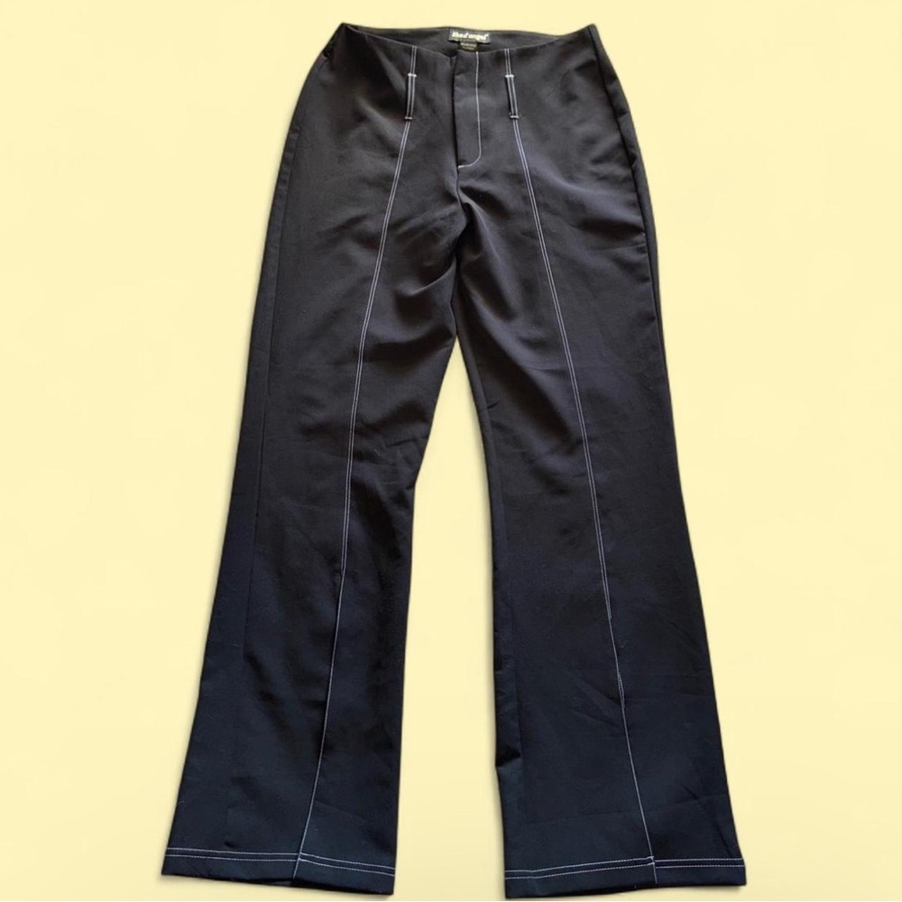 Black Flared Pants with White Stitching